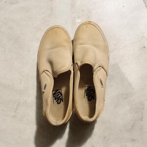 Vans Womens  Cream Slip-On Shoes